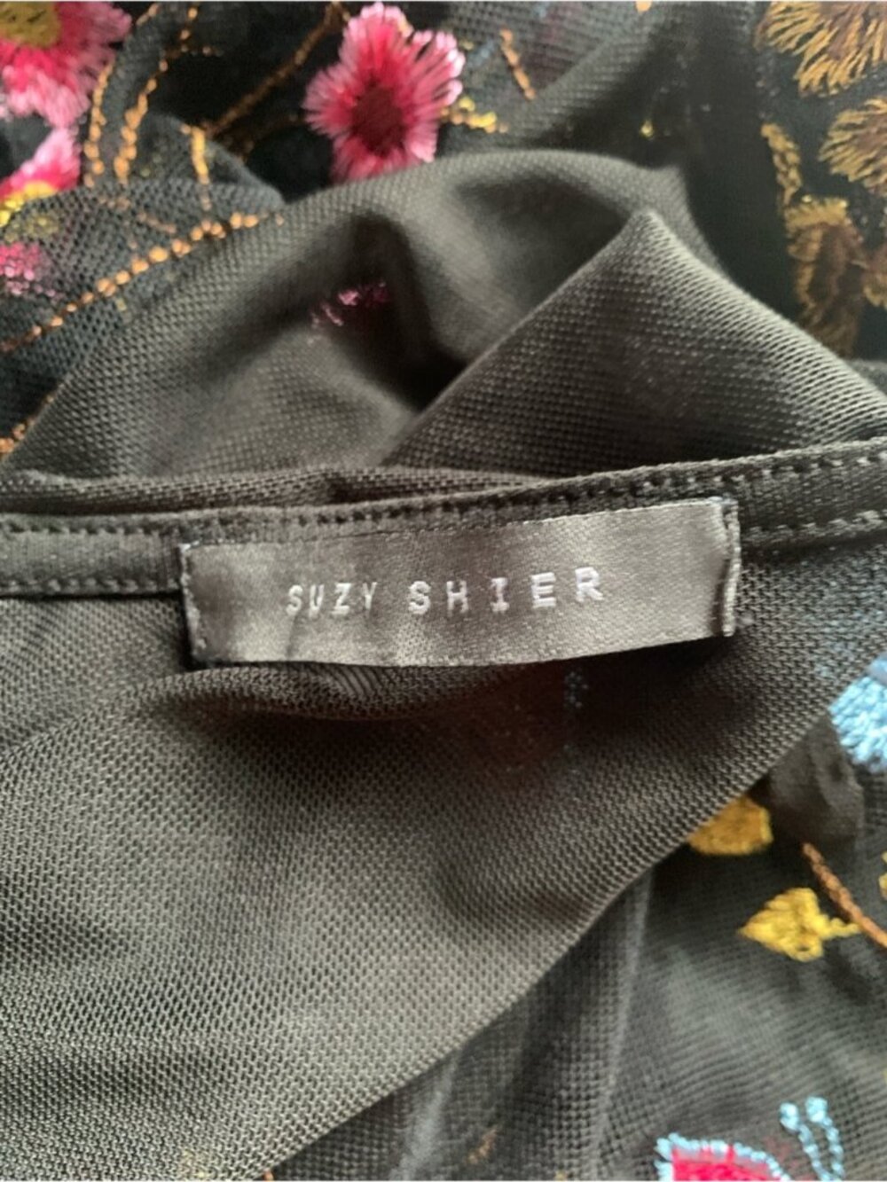 Suzy Shier Embroidered Mesh Blouse - Picture 5 of 7